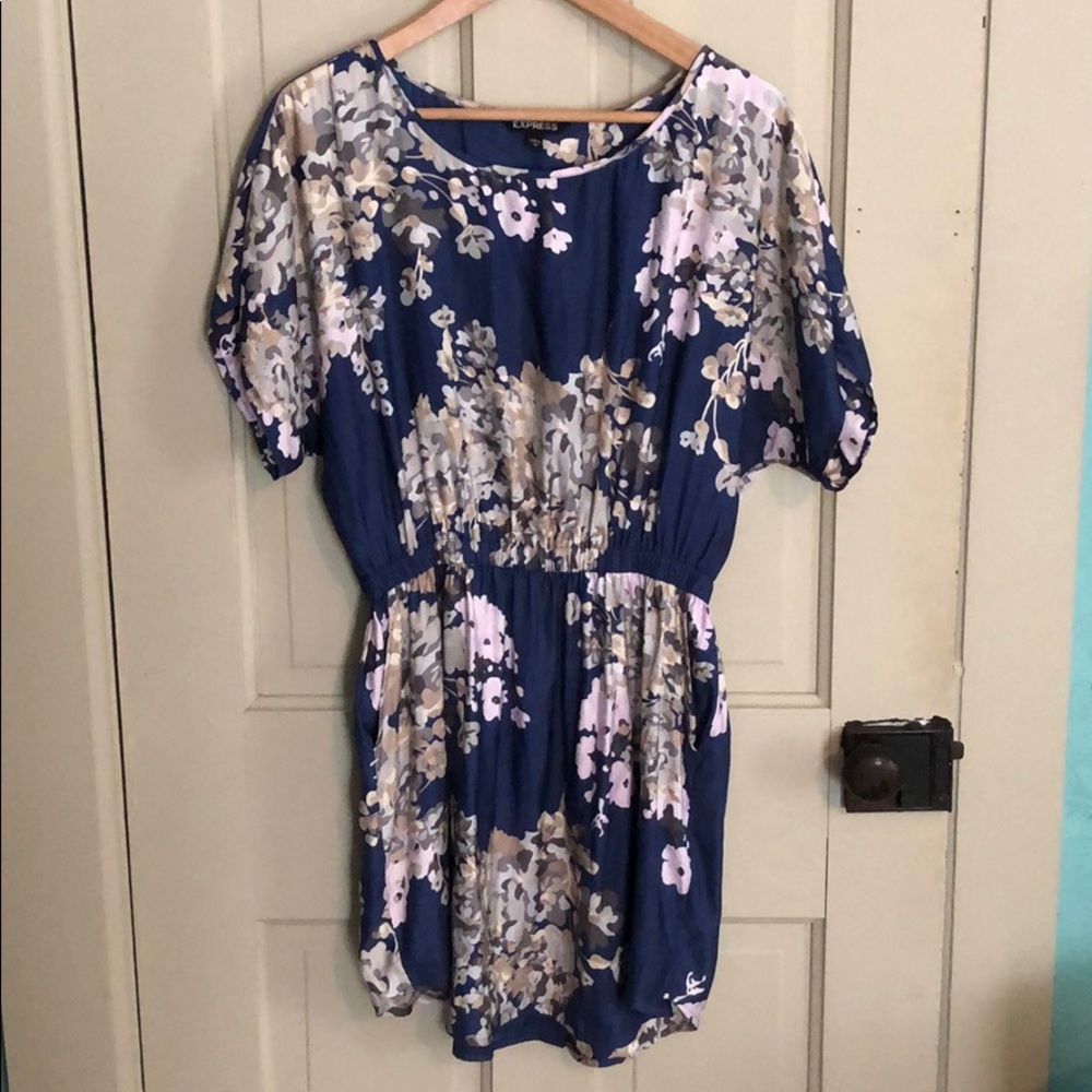 Express Navy Floral Tunic Dress